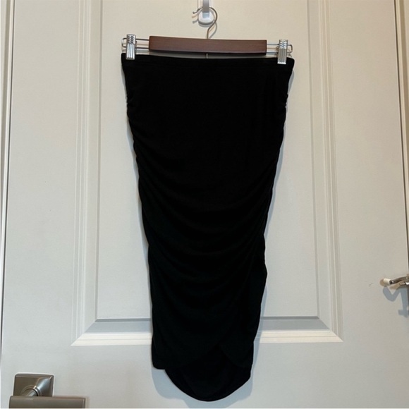 Stem Midi Skirt Tencel Lyocell Knit Ruched Black Size XS - Picture 2 of 7